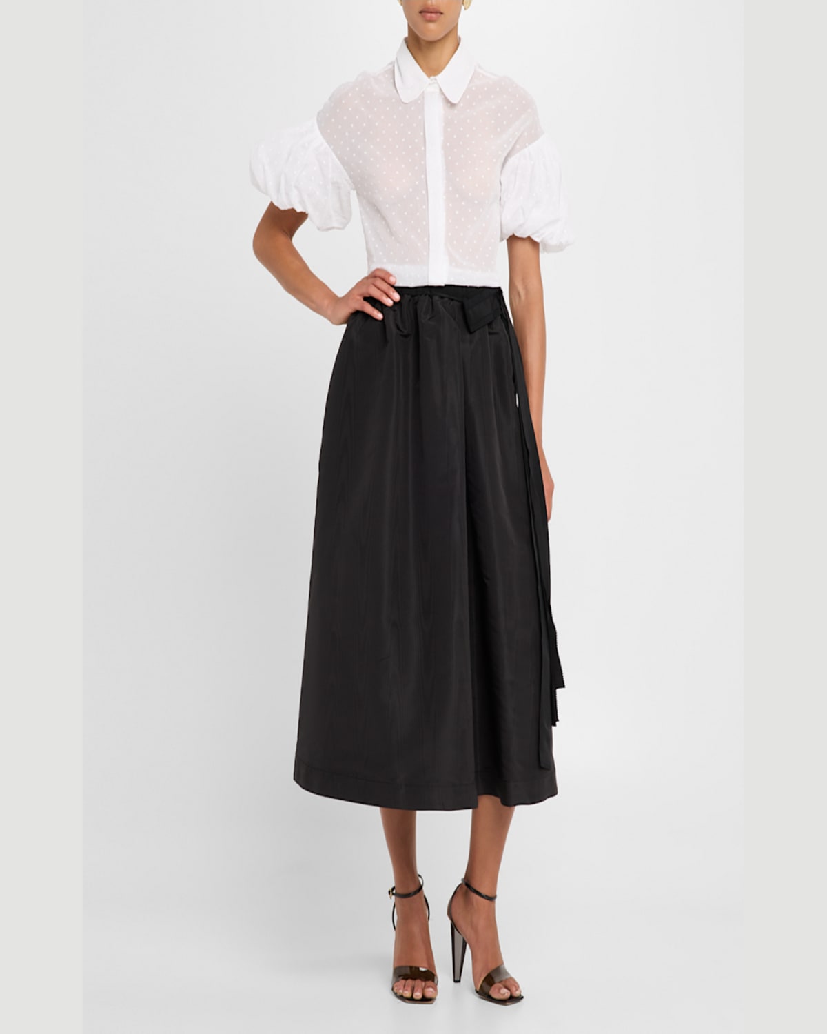 DICE KAYEK POLKA-DOT PUFF-SLEEVE BUTTON-DOWN SHIRT 