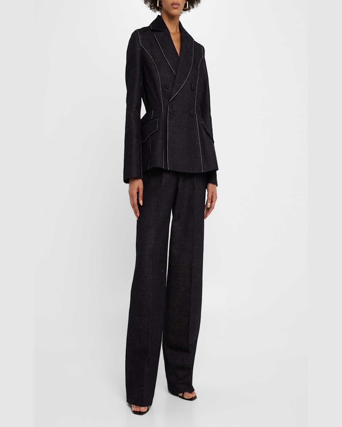 Dice Kayek Pleated Wide-leg Denim Pants In Indigo