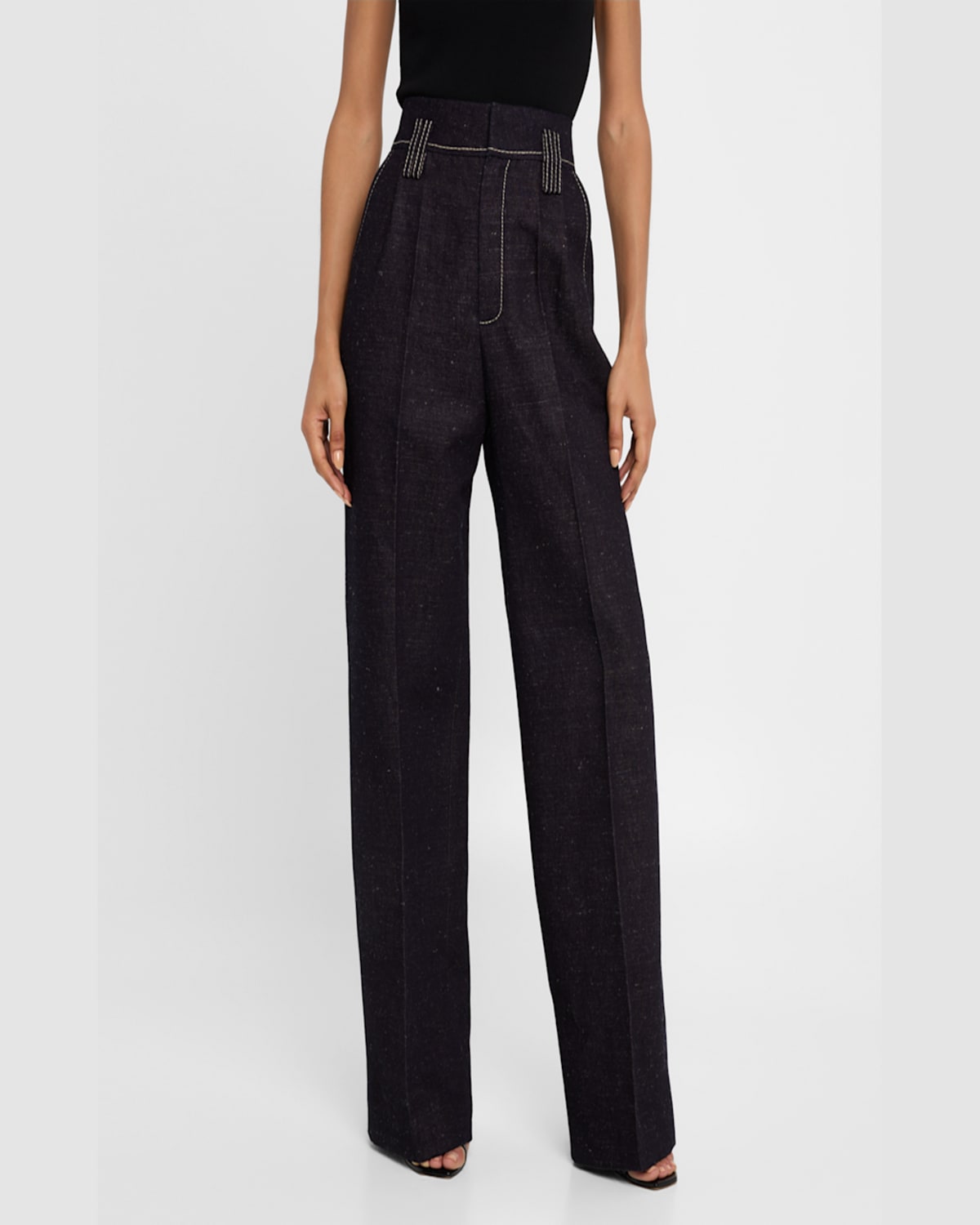 Dice Kayek Pleated Wide-leg Denim Pants In Indigo