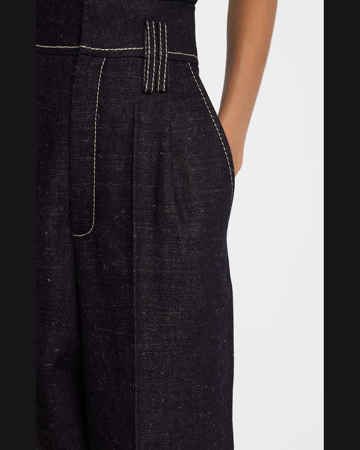 Dice Kayek Pleated Wide-leg Denim Pants In Indigo
