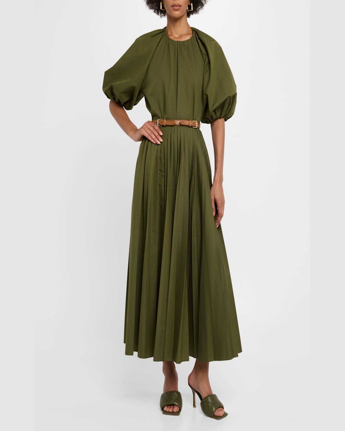 DICE KAYEK BELTED PLEATED MIDI SKIRT 