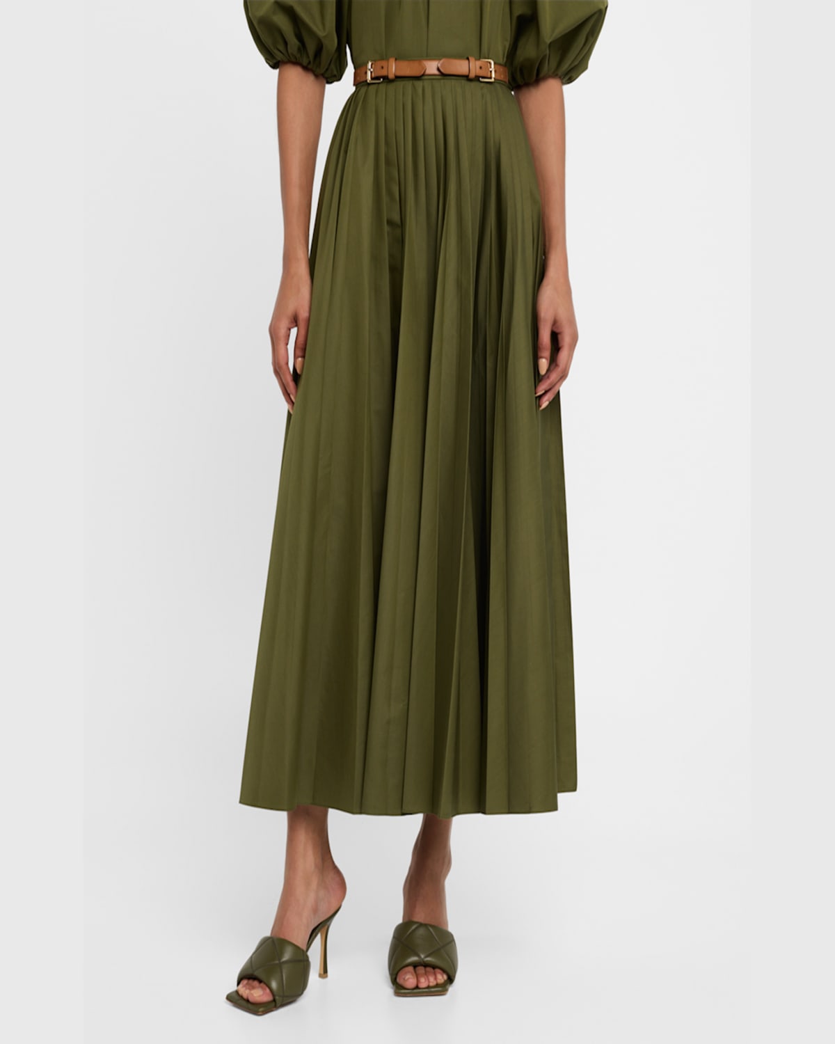 DICE KAYEK BELTED PLEATED MIDI SKIRT 