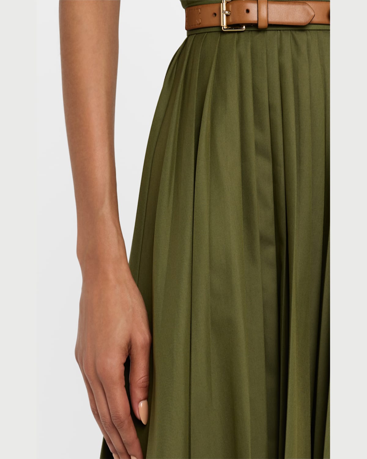 DICE KAYEK BELTED PLEATED MIDI SKIRT 