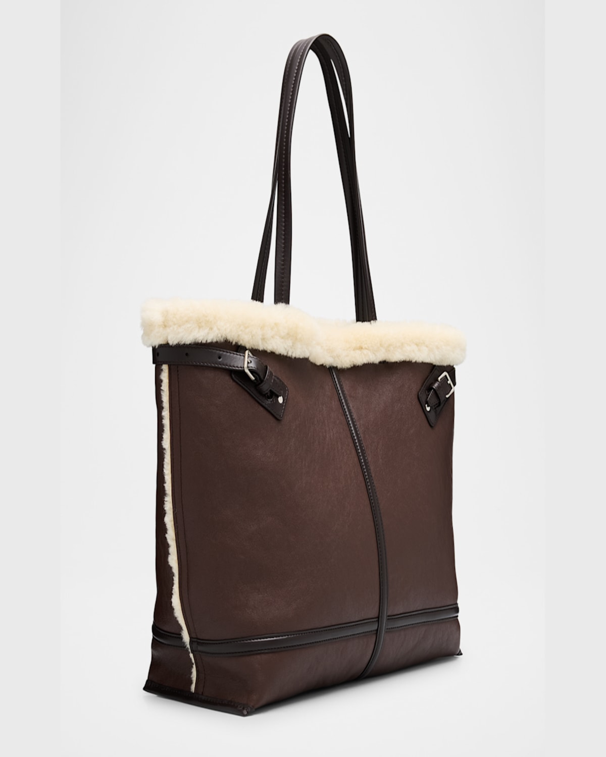 Proenza Schouler Days Buckle Sheep Fur Tote Bag In Chestnut