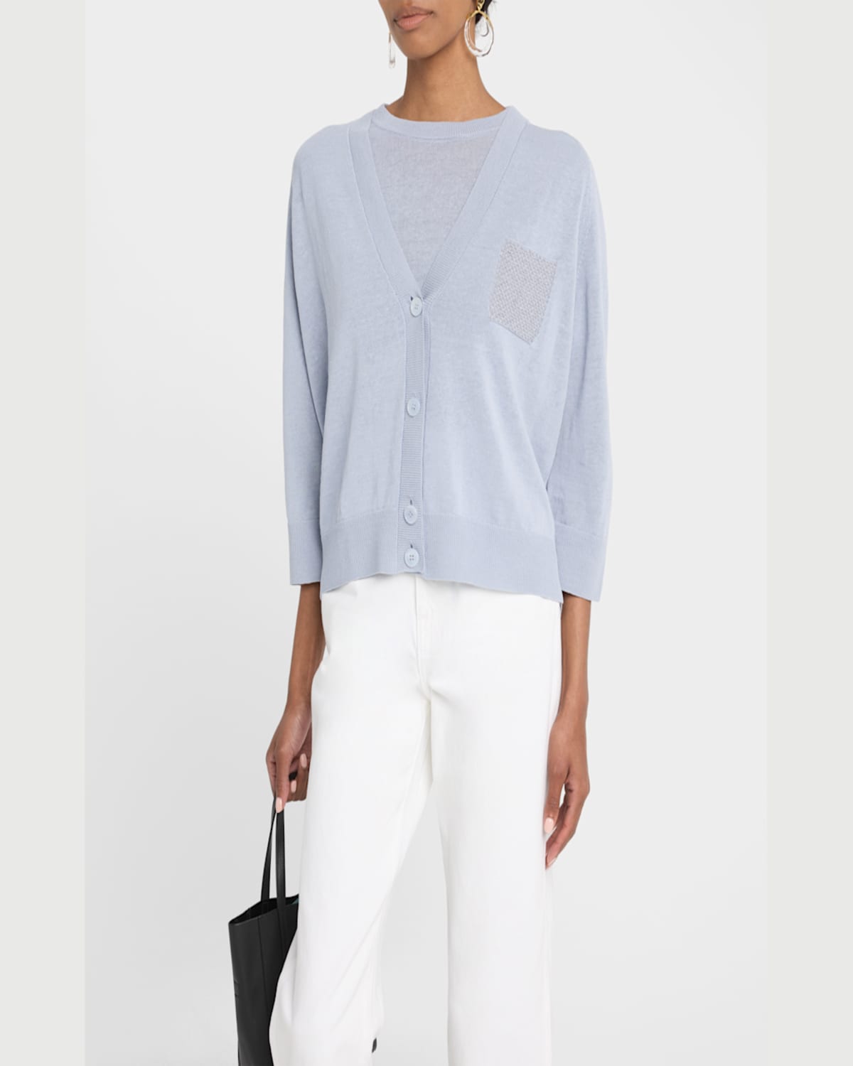 Shop Peserico Chain-embellished Knit Cardigan In Sunrise Blue