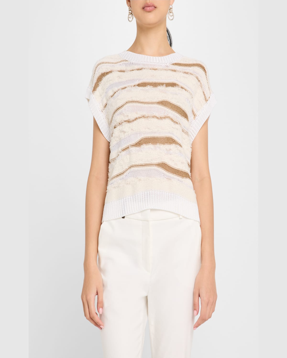 PESERICO FUZZY INTARSIA-KNIT SWEATER 