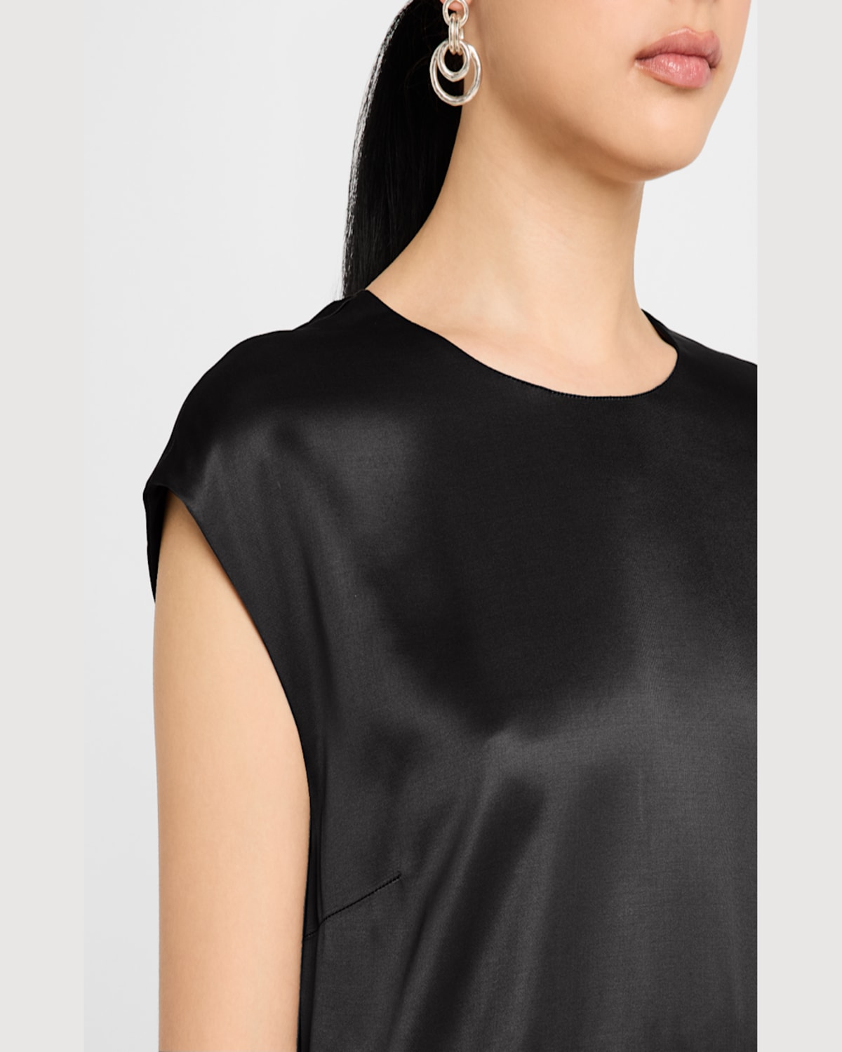 Peserico Draped Side-slit Midi Shift Dress In Black