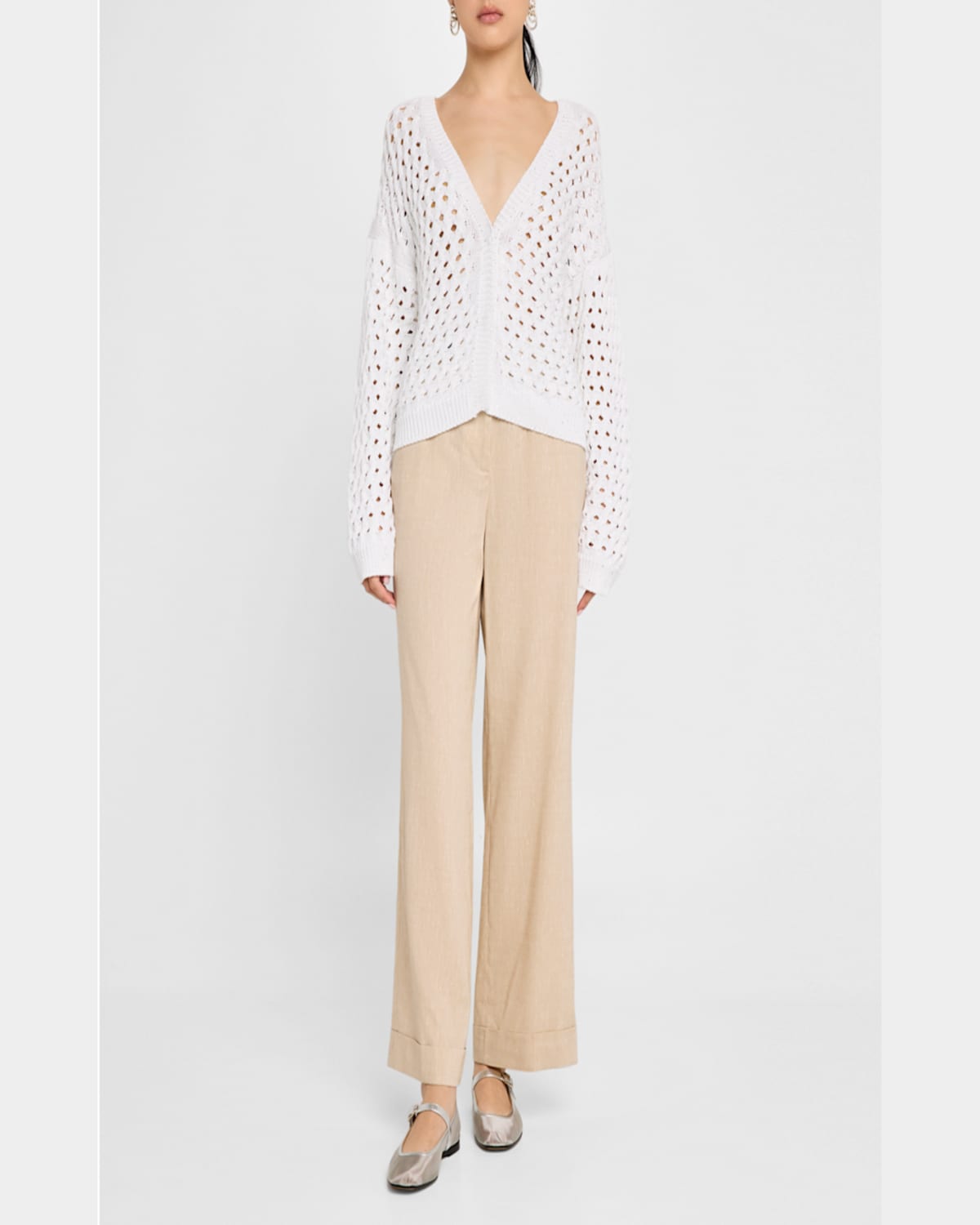 PESERICO OPEN-KNIT SEQUIN CARDIGAN 