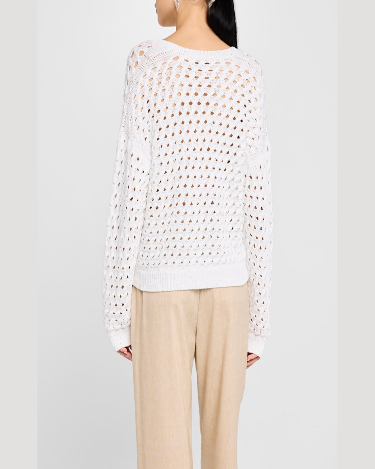 Shop Peserico Open-knit Sequin Cardigan In Pure White