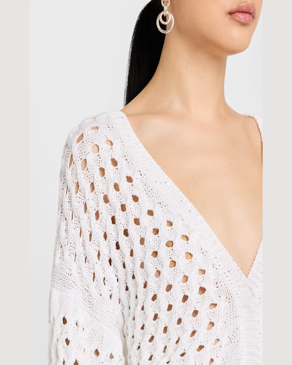 PESERICO OPEN-KNIT SEQUIN CARDIGAN 