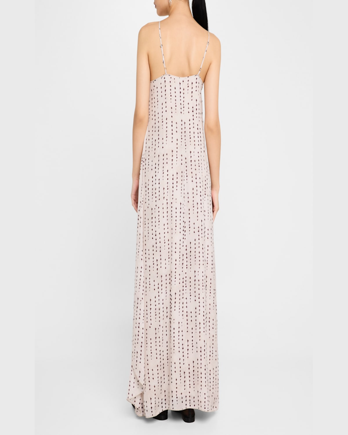 Peserico Draped Dot-print Halter Maxi Dress In Sunrise