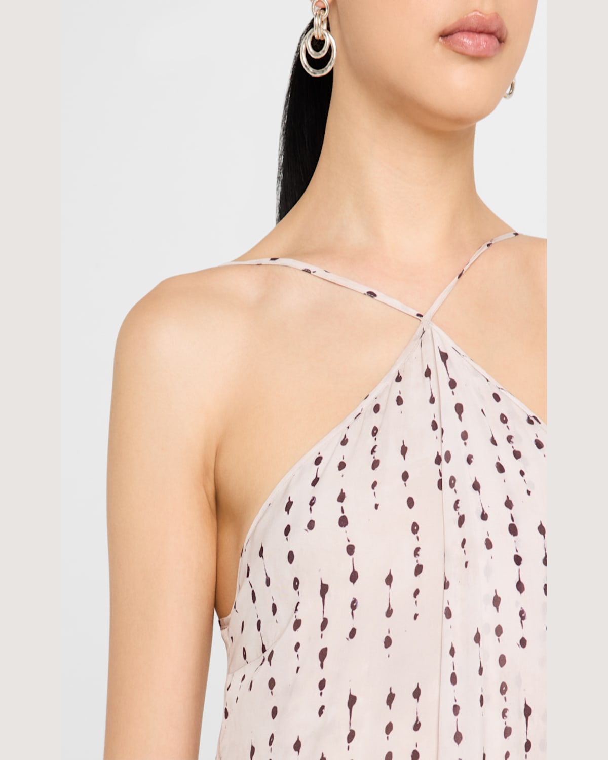 Peserico Draped Dot-print Halter Maxi Dress In Sunrise