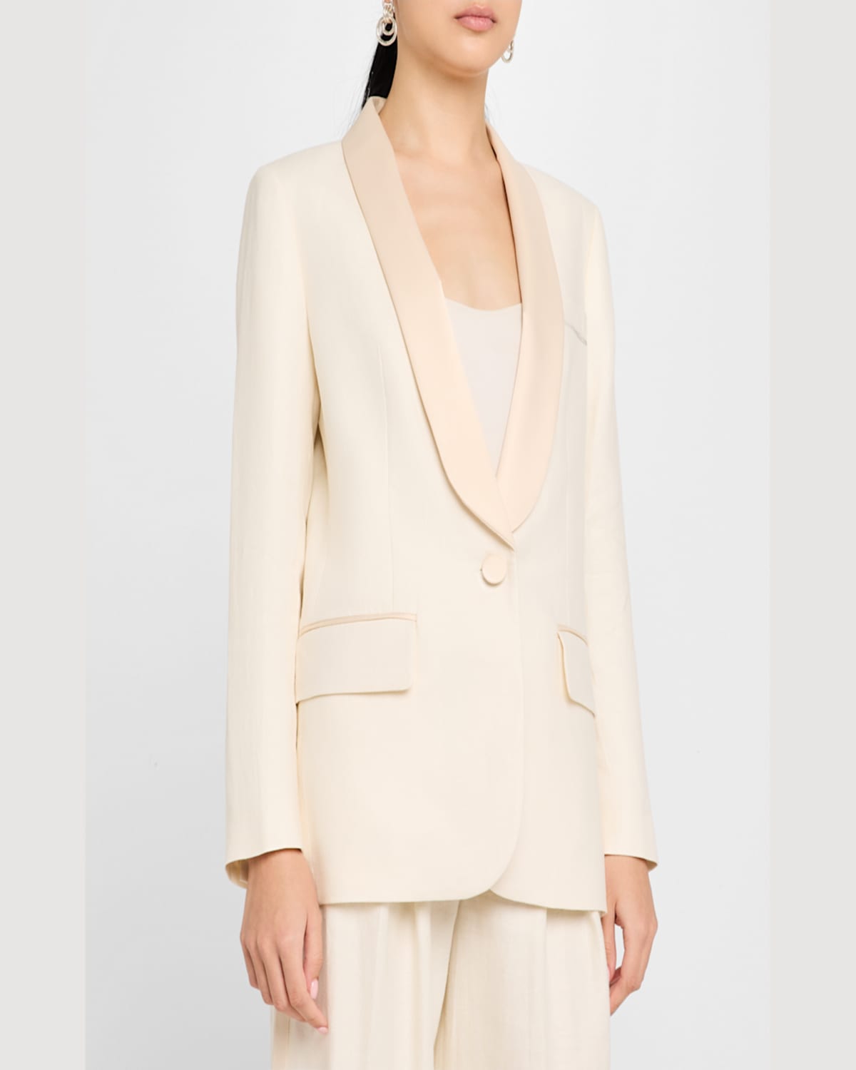 Shop Peserico Single-button Smoking Jacket In Quartz Sand