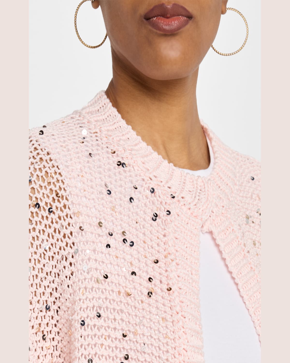Shop Peserico Sequin Cotton Knit Cardigan In Sunrise