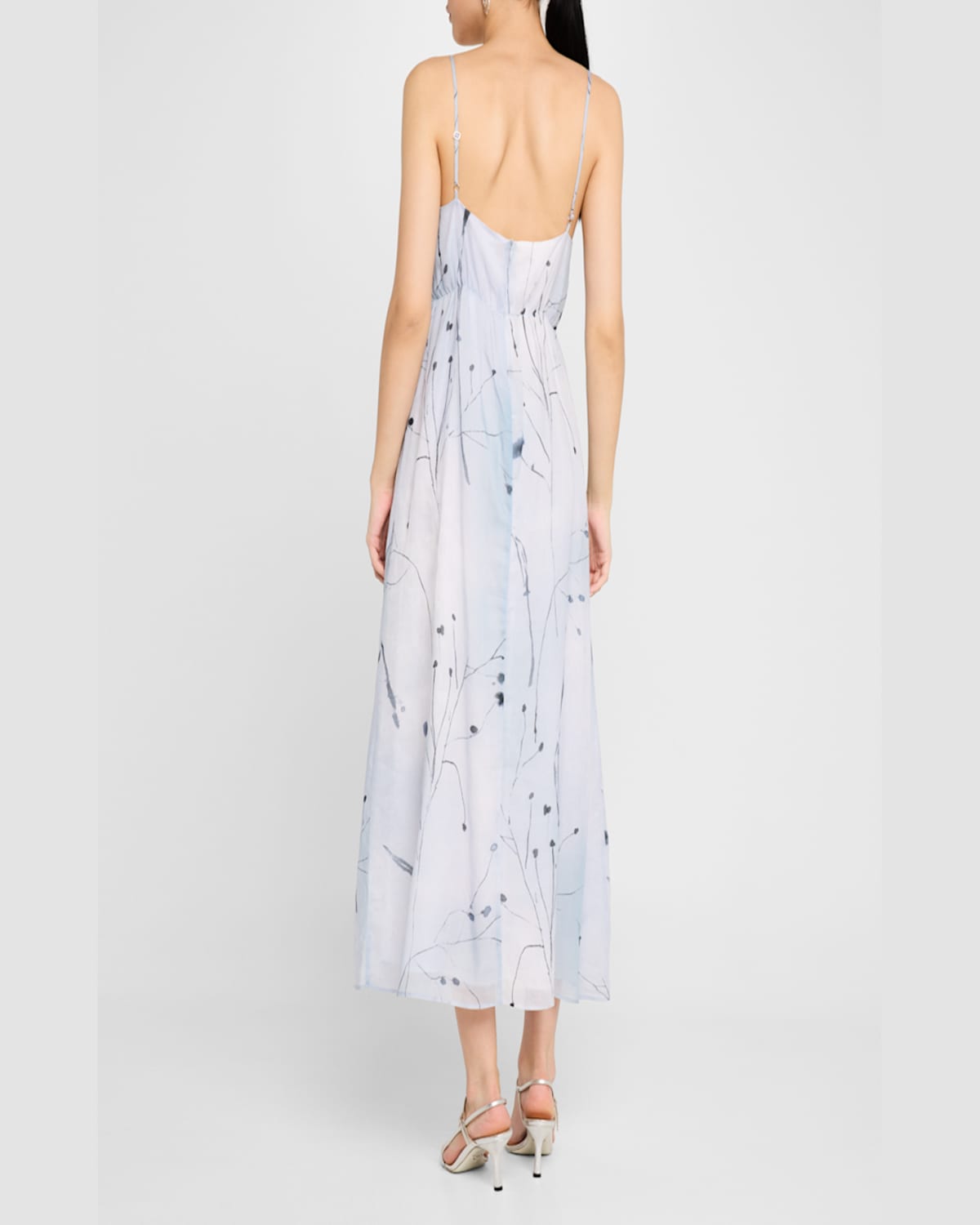 Shop Peserico Floral-print Empire Midi Dress In Crystal Blue