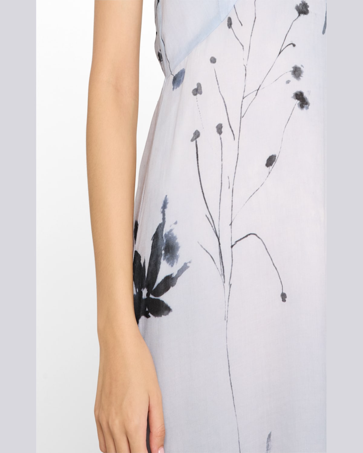 Shop Peserico Floral-print Empire Midi Dress In Crystal Blue
