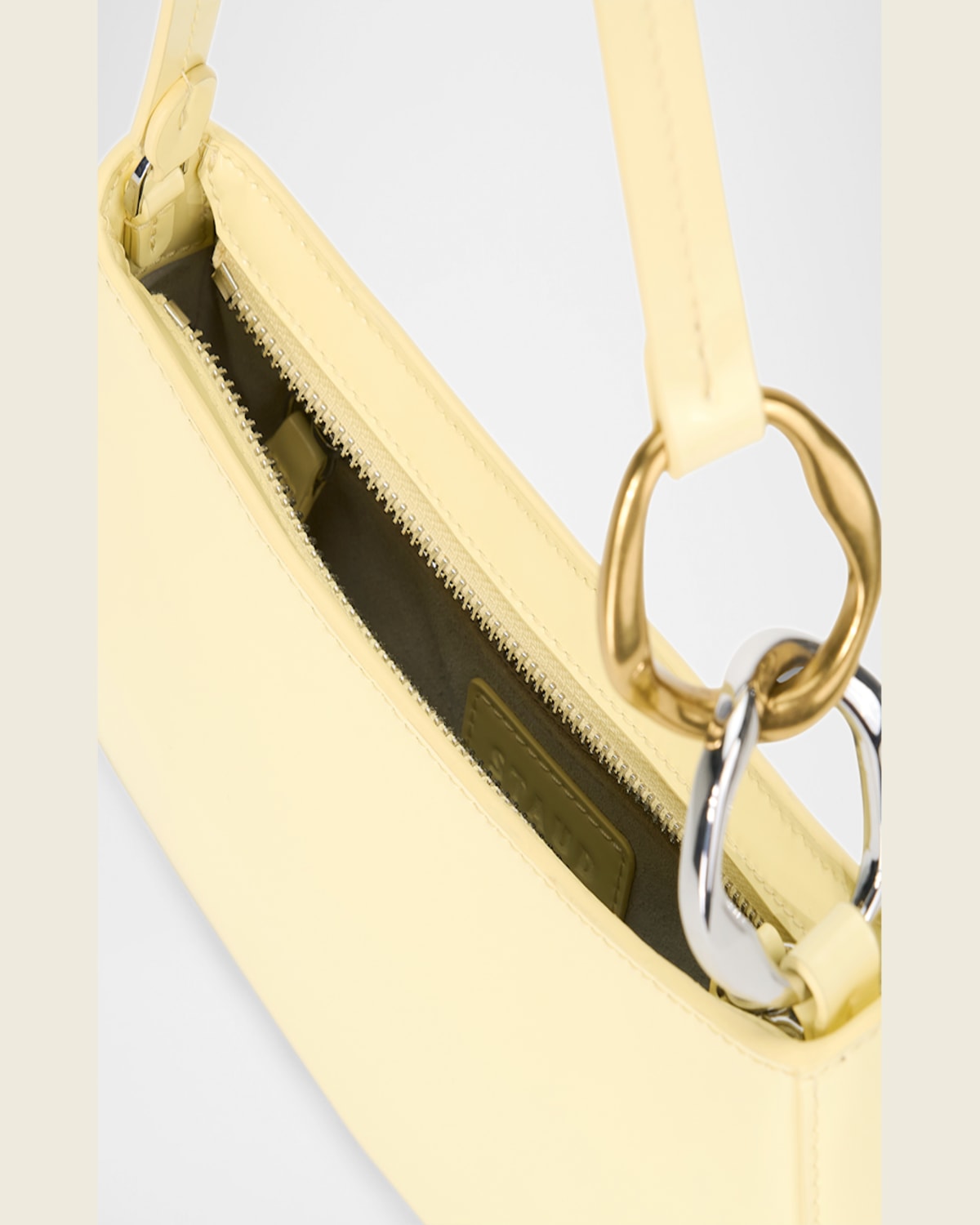 Staud Ollie Chain-link Leather Shoulder Bag In Buttercup