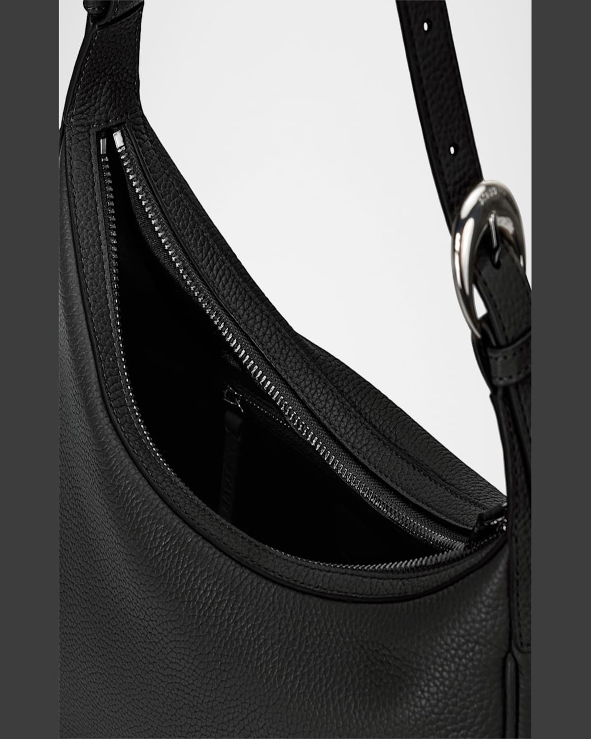 Staud Pine Zip Leather Hobo Bag In Black