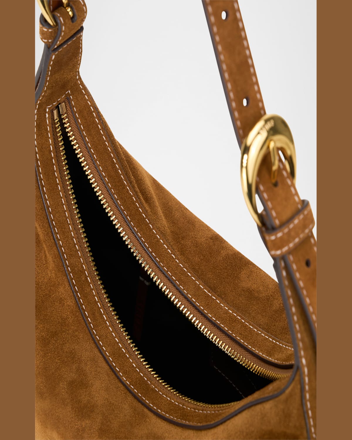 Staud Pine Zip Suede Hobo Bag In Tan