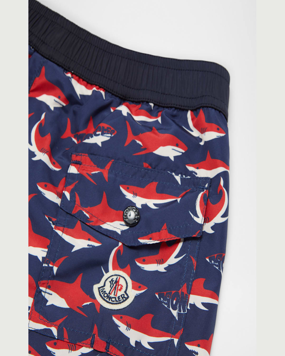 Moncler Shark Print Swim Shorts Multicolor In Blue