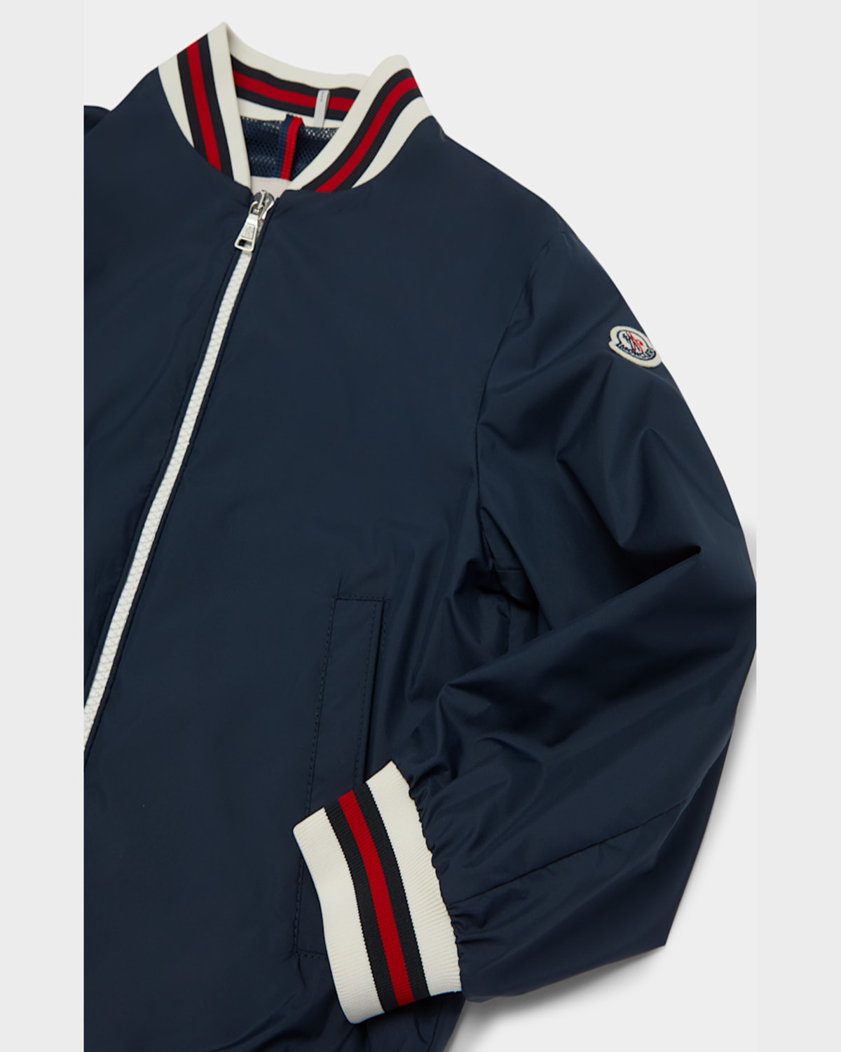 Moncler Maki Tricolour-trim Woven Bomber Jacket 4-14 Years Blue Night In Blue Nights
