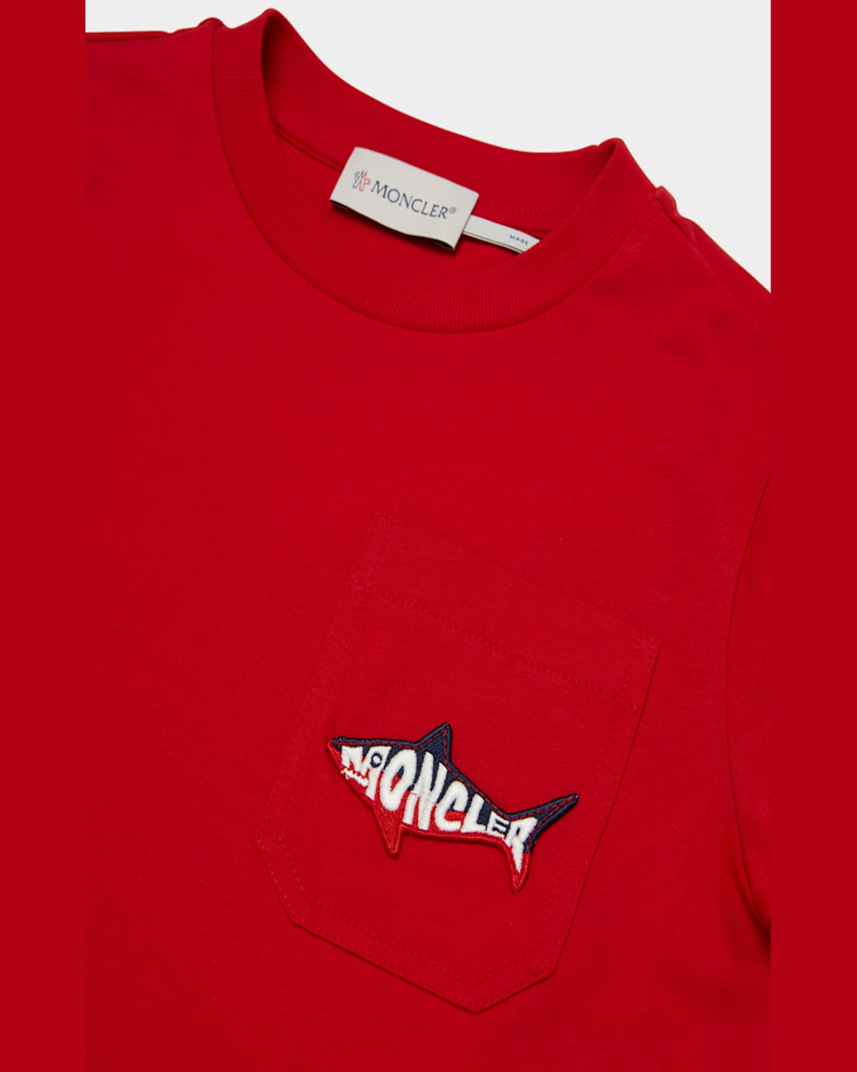 Moncler Boy's Shark Logo Short-sleeve T-shirt In True Red