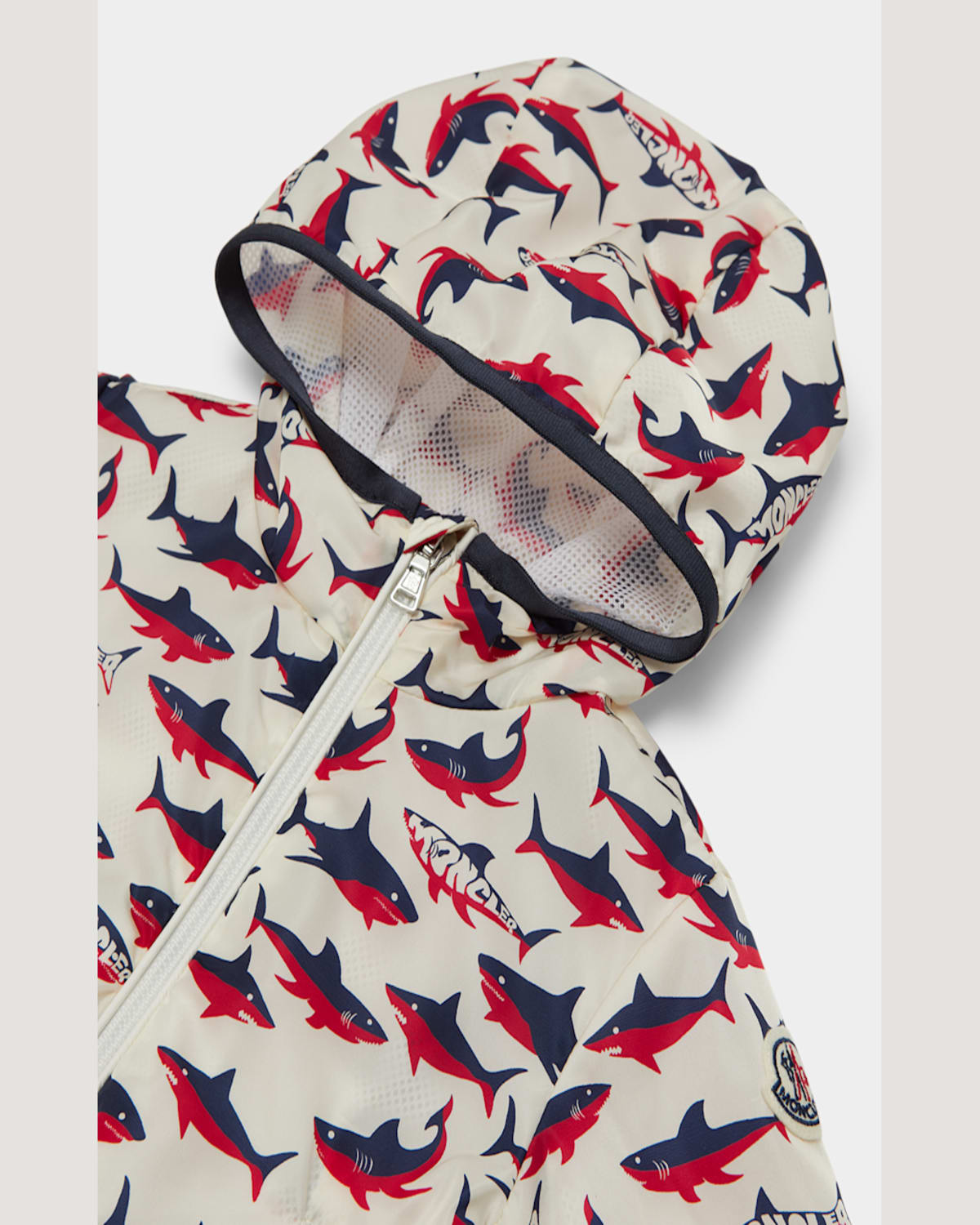 Moncler Boy's Boyce Shark-print Jacket In Natural