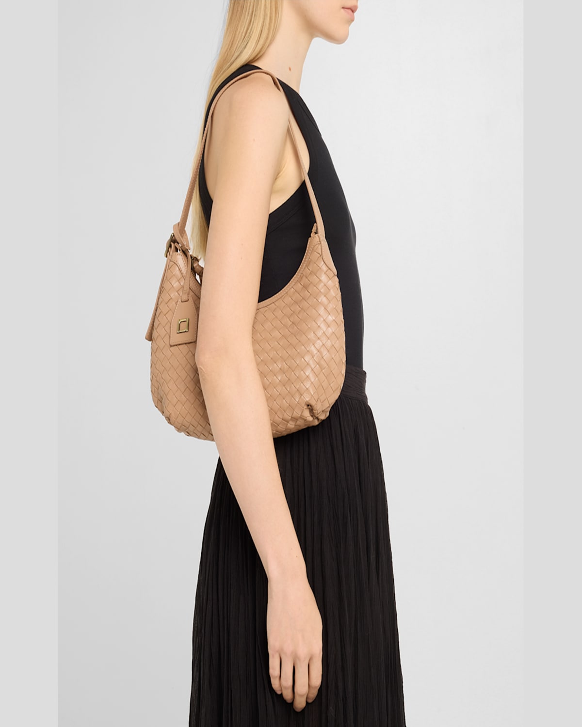 Rafe Alva Zip Woven Leather Hobo Bag In Natural