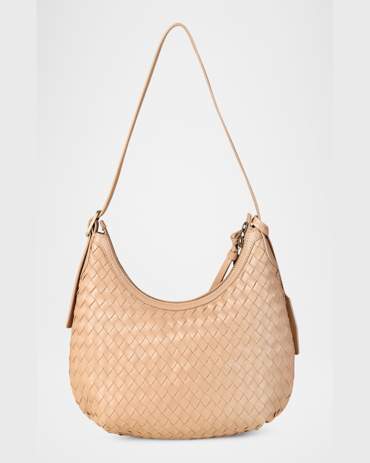 Rafe Alva Zip Woven Leather Hobo Bag In Natural