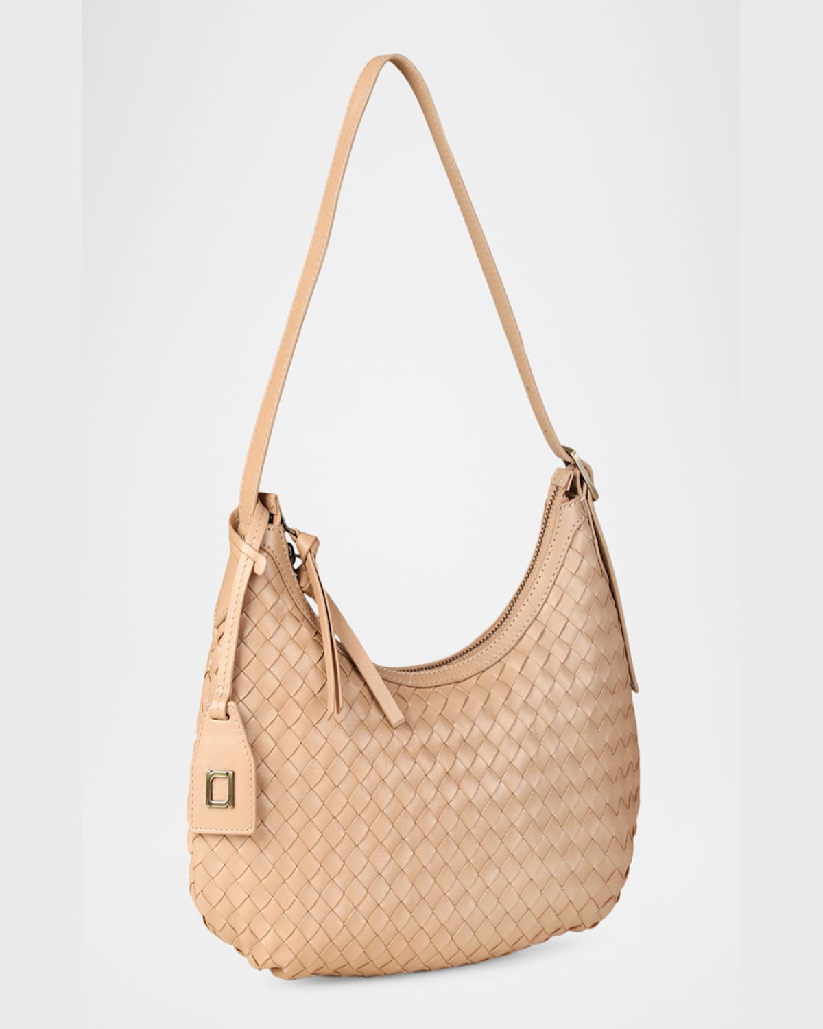 Rafe Alva Zip Woven Leather Hobo Bag In Natural