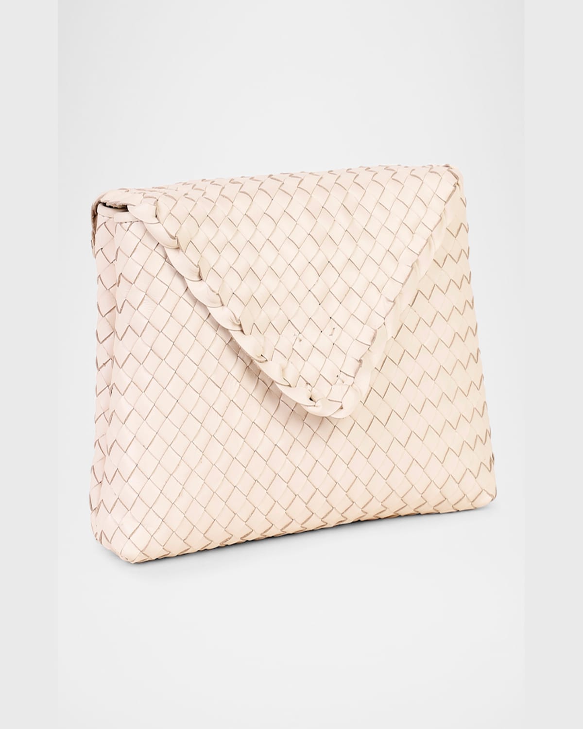 Rafe Jamie Envelope Woven Leather Clutch Bag In Cream