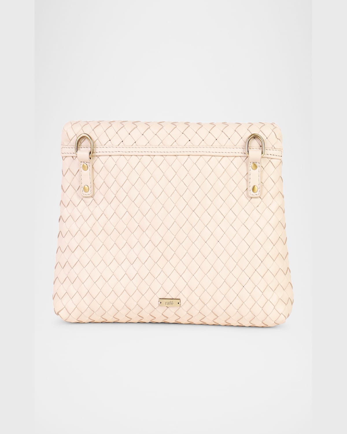 Rafe Jamie Envelope Woven Leather Clutch Bag In Cream