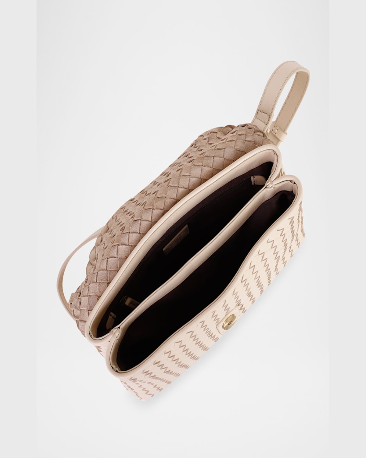 Rafe Jamie Envelope Woven Leather Clutch Bag In Cream