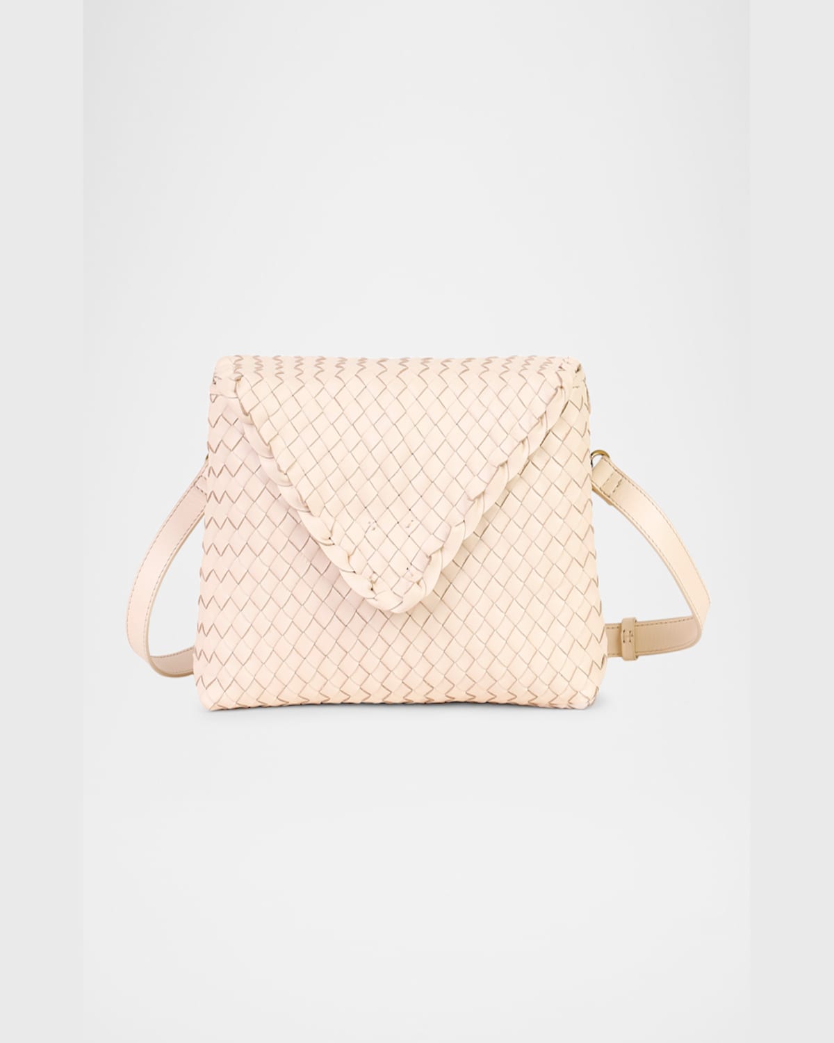 Rafe Jamie Envelope Woven Leather Clutch Bag In Cream