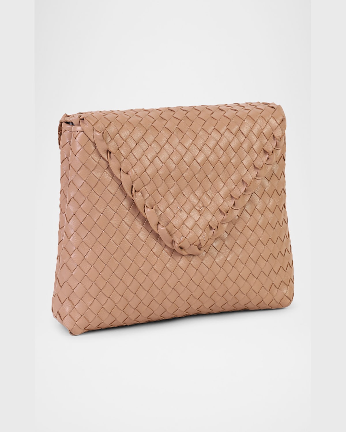 Rafe Jamie Envelope Woven Leather Clutch Bag In Light Brown