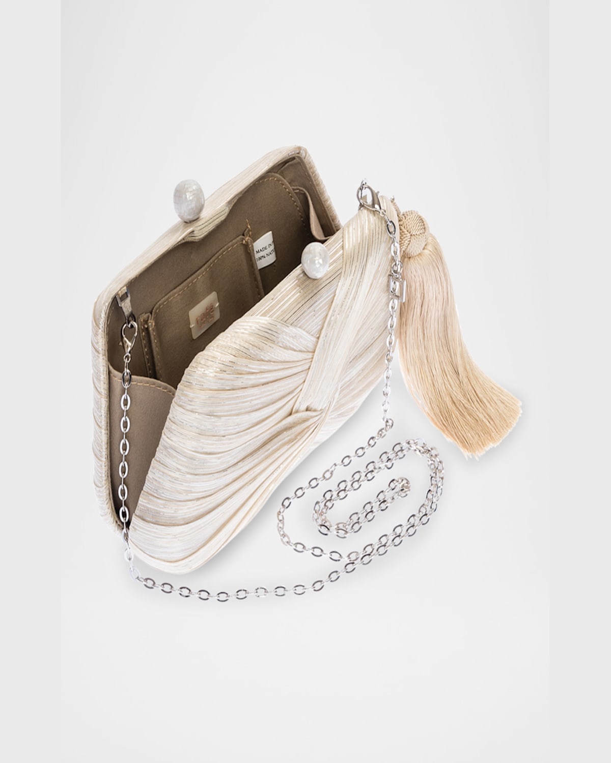 Rafe Rosie Tassel Twisted Clutch Bag In Natural