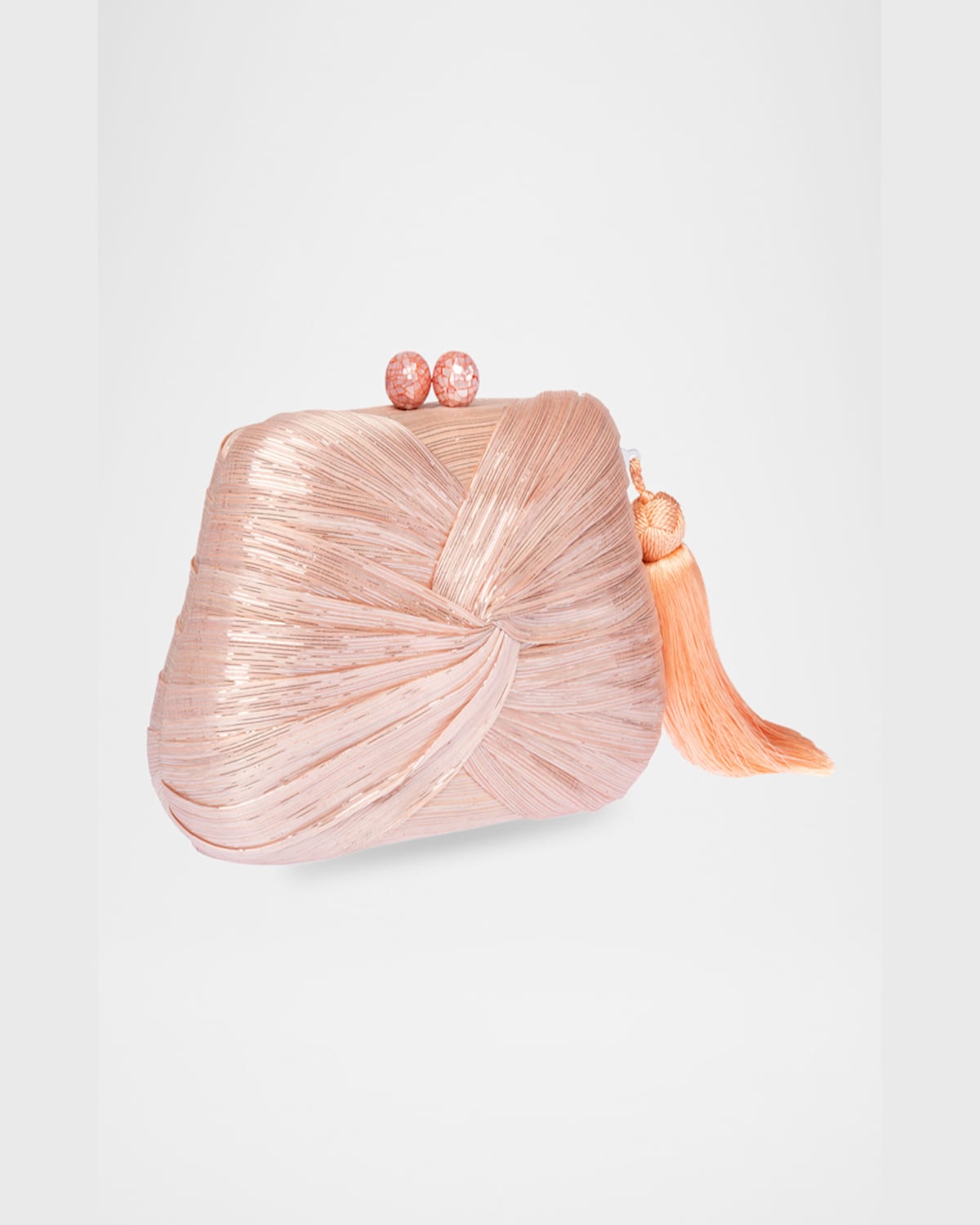 Rafe Rosie Tassel Twisted Clutch Bag In Peach