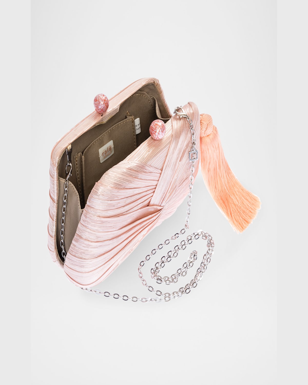 Rafe Rosie Tassel Twisted Clutch Bag In Peach