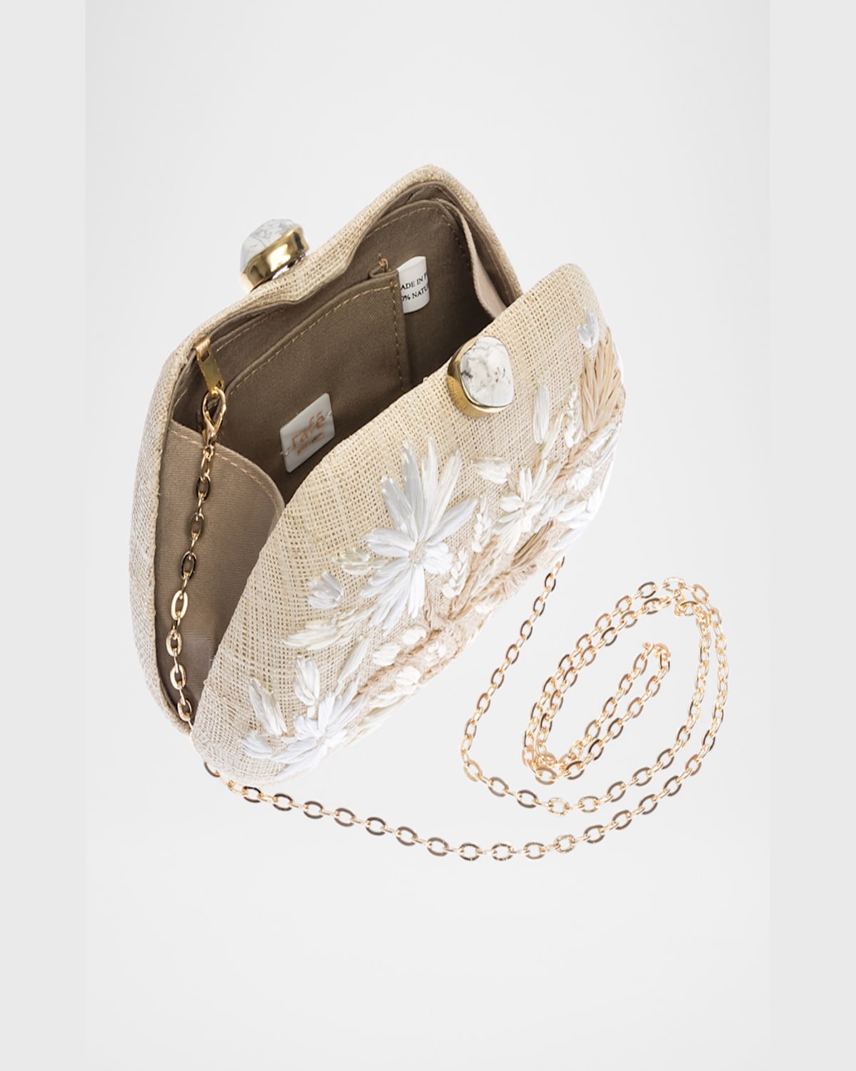Rafe Tamu Flower Raffia Clutch Bag