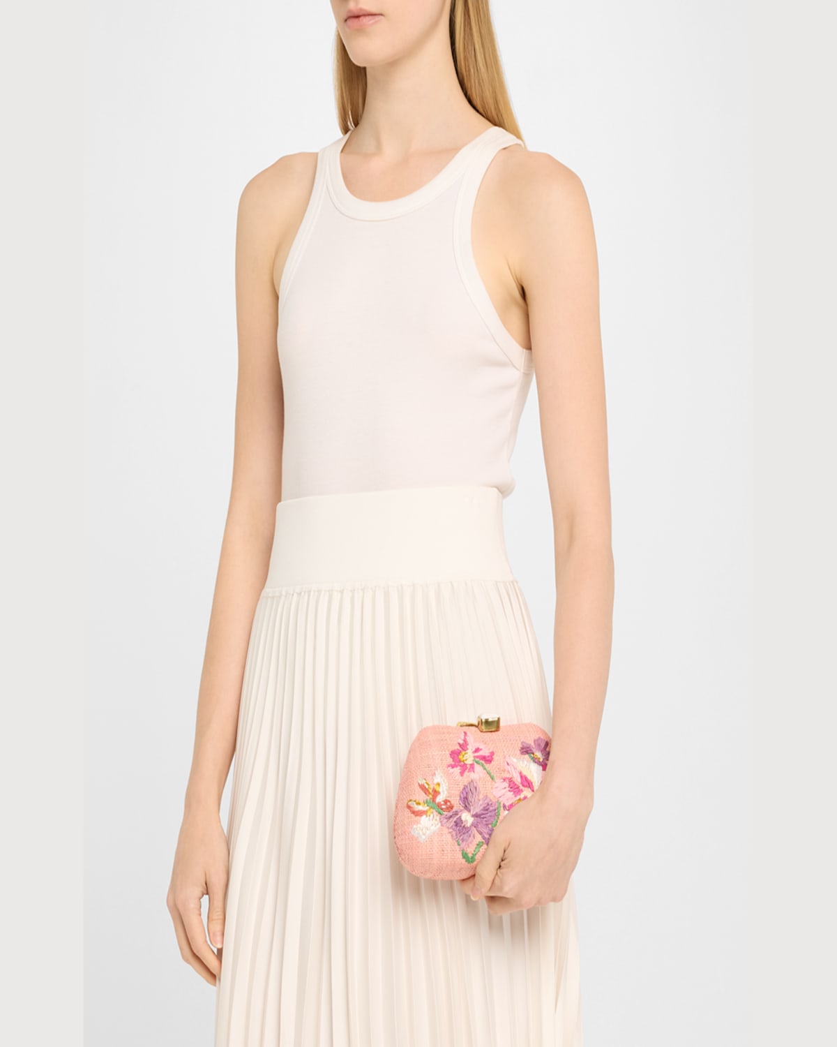 Rafe Tamu Flower Raffia Clutch Bag In Pink