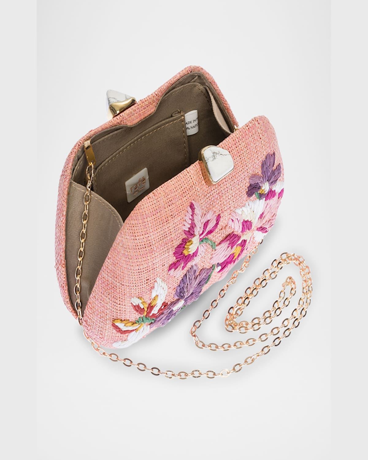 Rafe Tamu Flower Raffia Clutch Bag In Pink