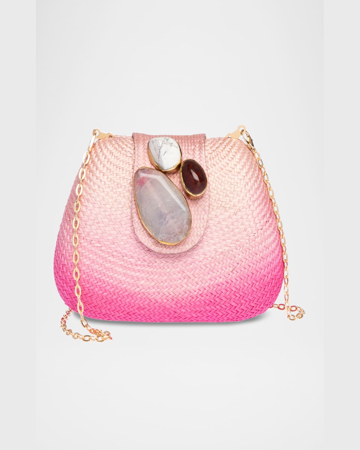 Rafe Tamu Stone Tassel Woven Clutch Bag In Pink