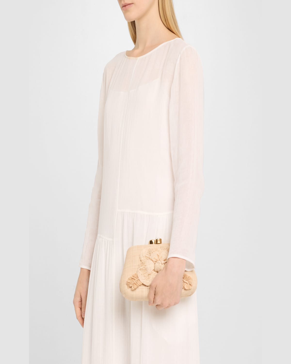 Rafe Rosie Flower Straw Clutch Bag In Natural