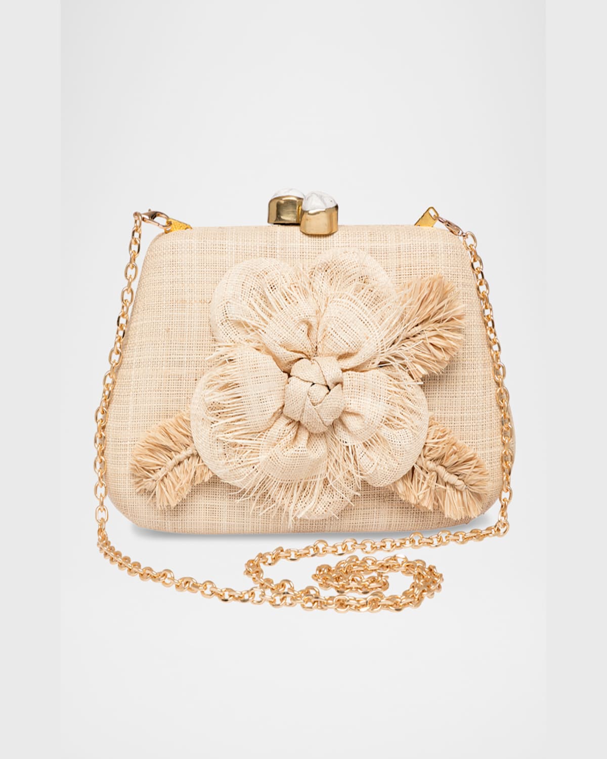 Rafe Rosie Flower Straw Clutch Bag In Natural