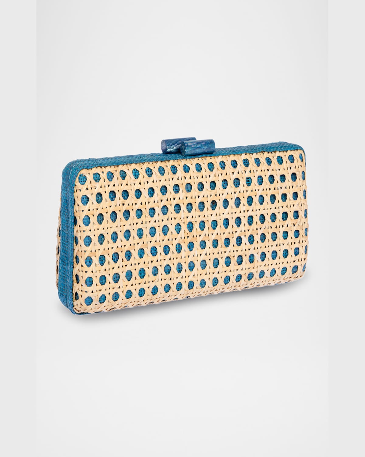Rafe Alessandra Cutout Raffia Long Clutch Bag In Blue