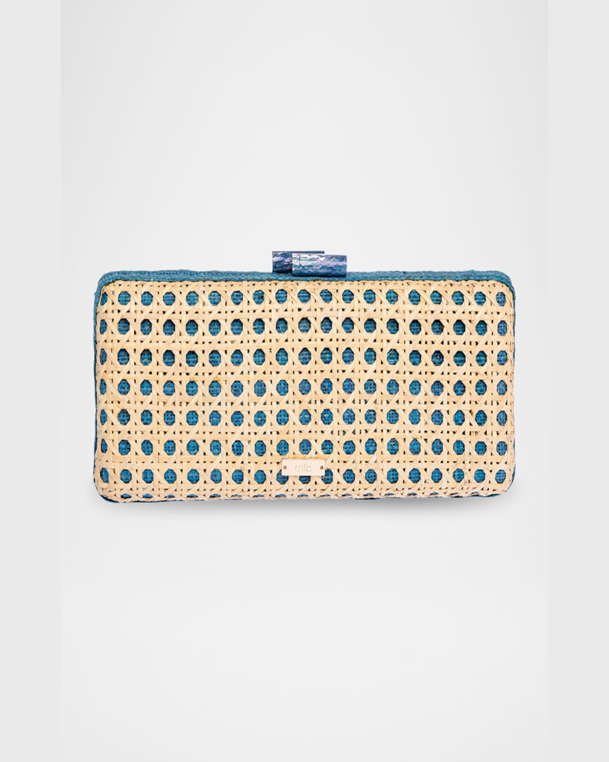 Rafe Alessandra Cutout Raffia Long Clutch Bag In Blue