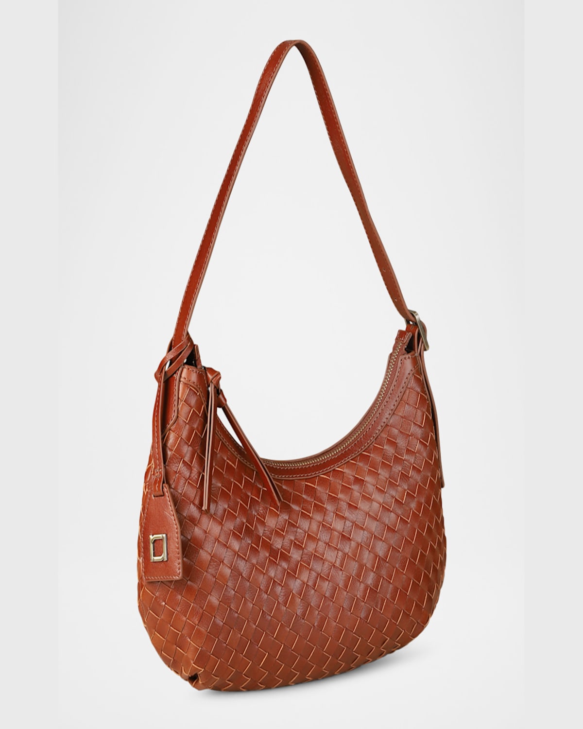 Rafe Alva Zip Woven Leather Hobo Bag In Cognac