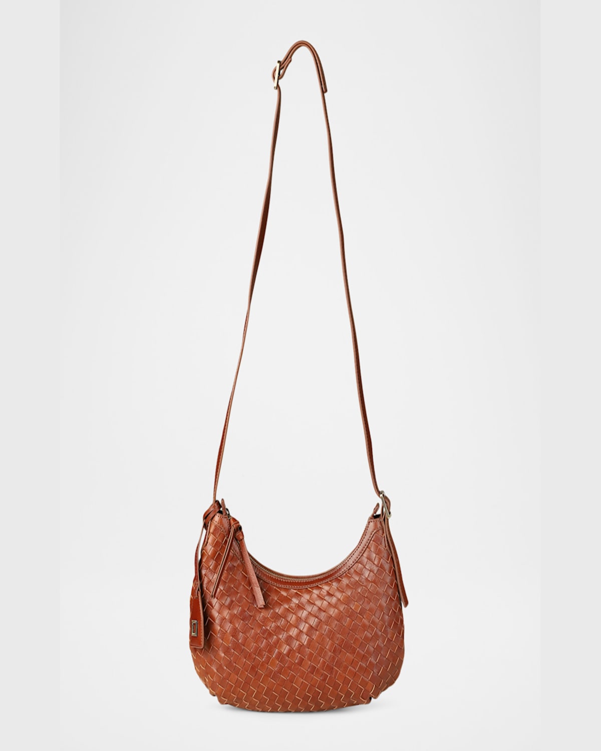 Rafe Alva Zip Woven Leather Hobo Bag In Cognac