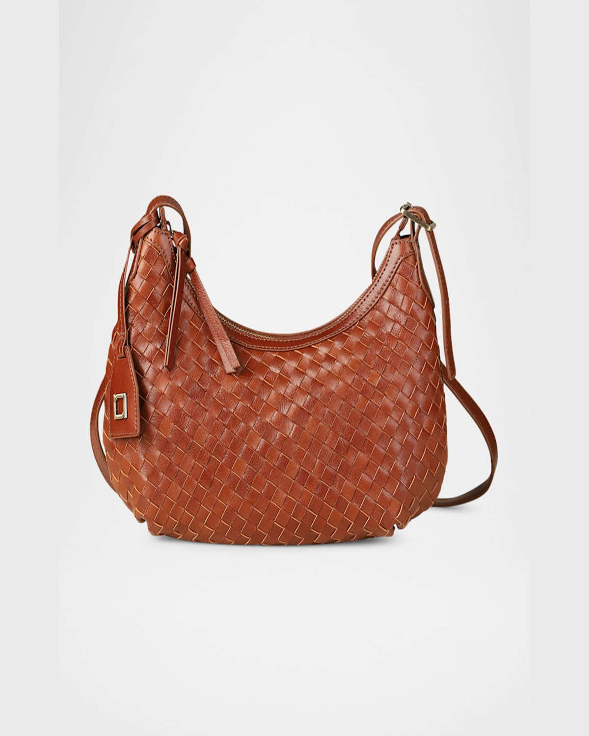 Rafe Alva Zip Woven Leather Hobo Bag In Cognac