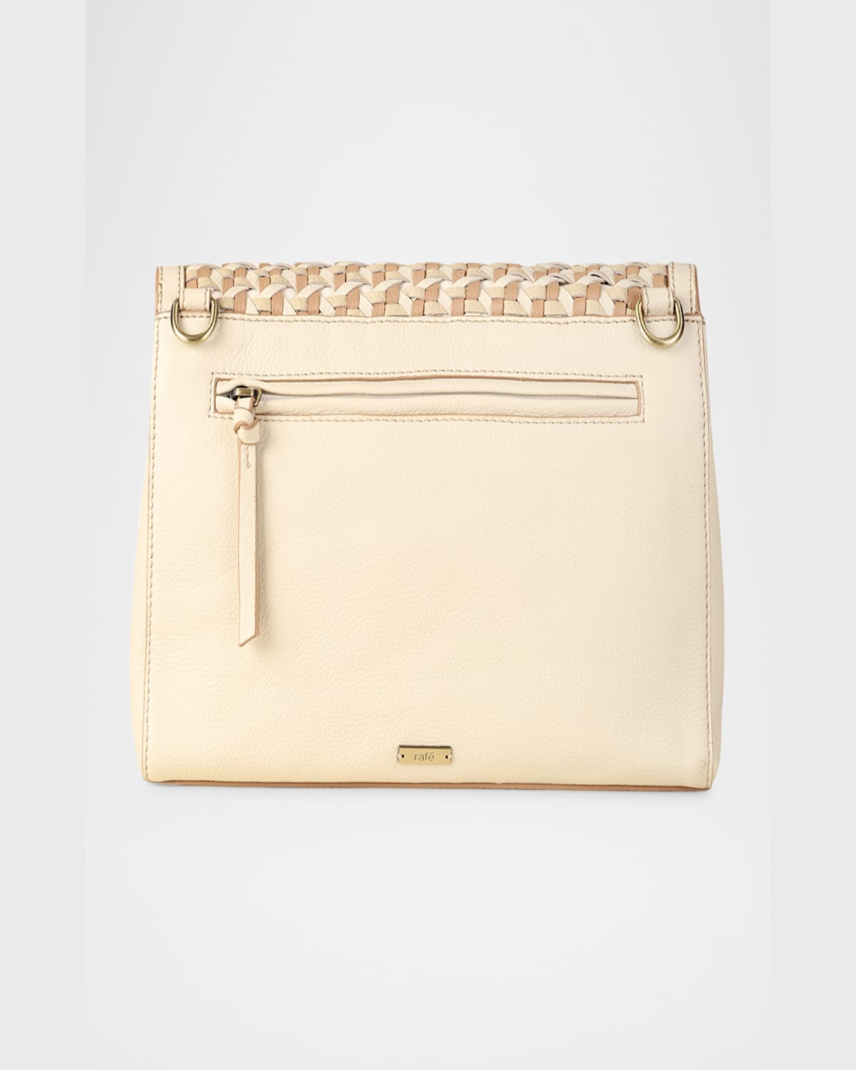 Rafe Jamie Envelope Woven Leather Clutch Bag In Off White